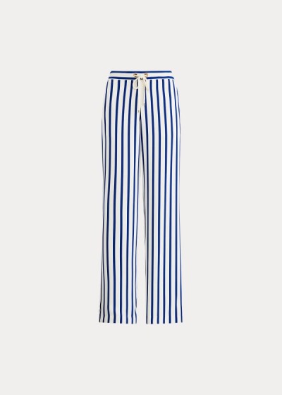 Calças Ralph Lauren Striped Satin Wide-Leg Mulher 63074-GVPB